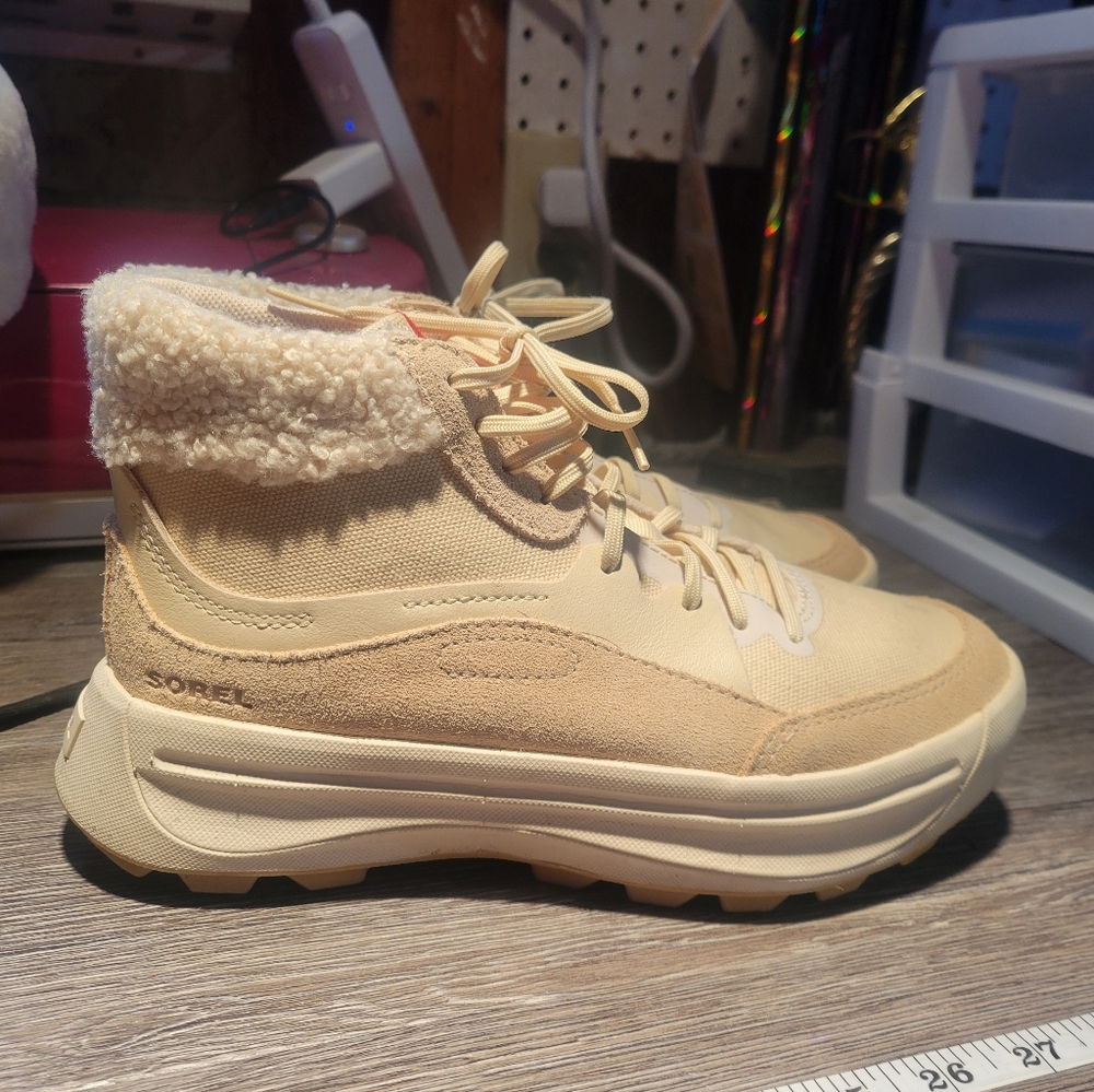 Sorel ONA 503 MID COZY SNEAKER BOOTS Waterproof Tan Beige Size 7.5